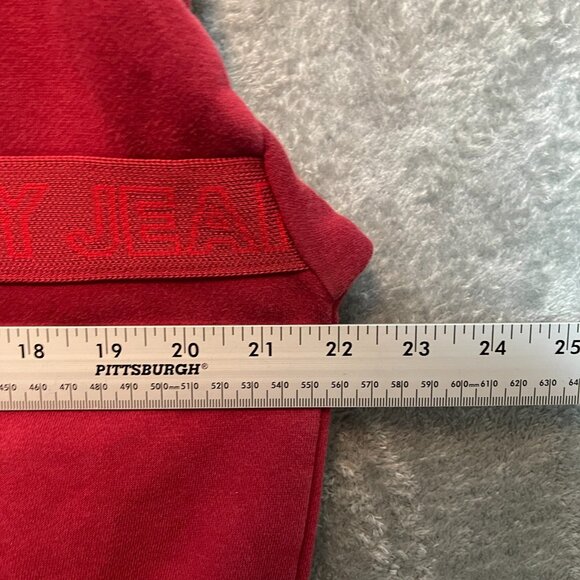 Tommy Jeans Mens Activewear Spellout Logo Pullover Hooded Sweatshirt M Red - Picture 9 of 14